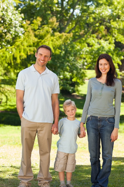 Joyful family in the park