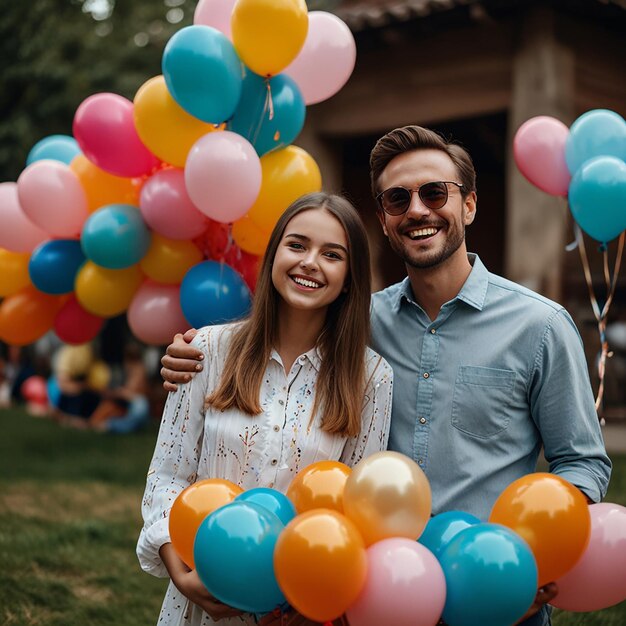 Joyful father celebrating Fathers Day or Childrens Day with his child