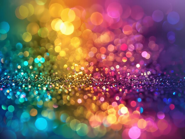 Joyful festivity radiates from glowing rainbow bokeh lights abstract