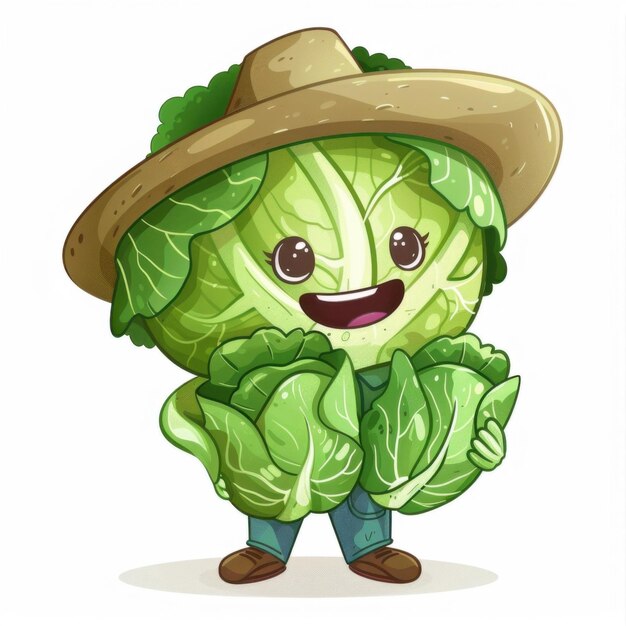 Photo joyful and fresh cabbage characters collection