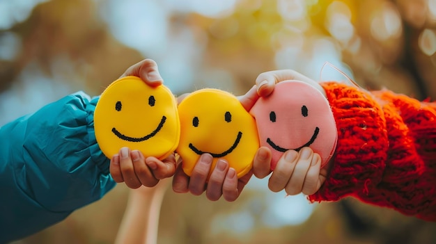 Joyful Friendship Day with Smiling People Holding Hands