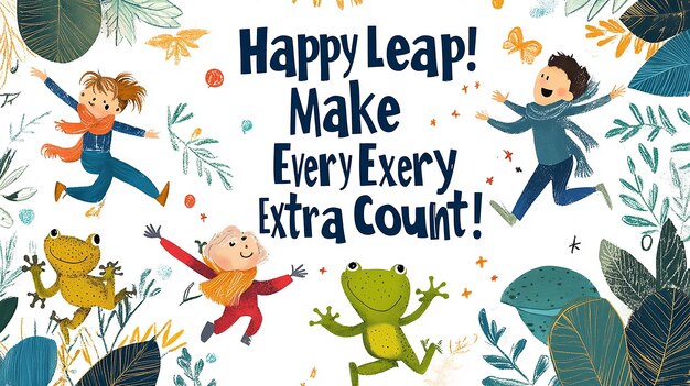 Photo joyful frogs celebrate leap year