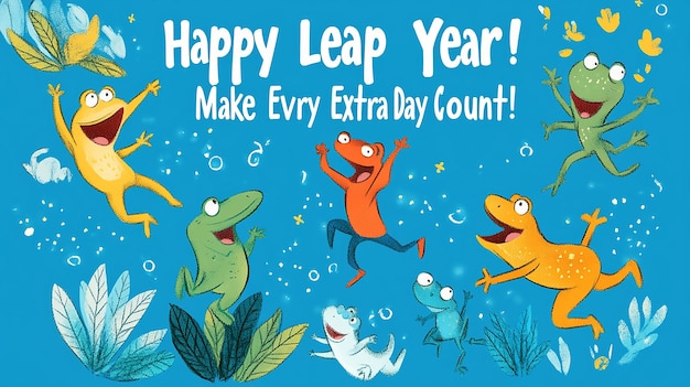 Photo joyful frogs celebrate leap year