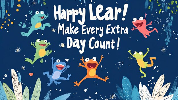 Photo joyful frogs celebrate leap year