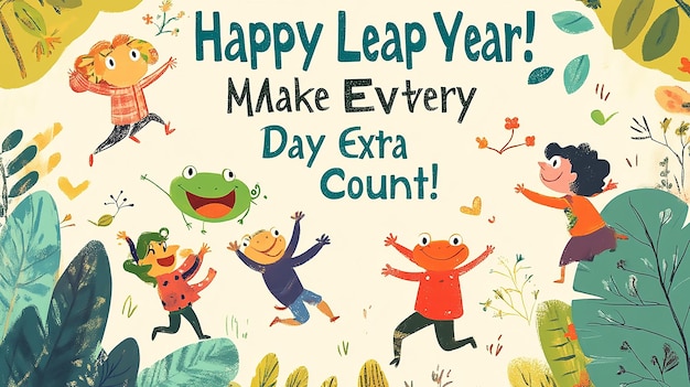 Photo joyful frogs celebrate leap year