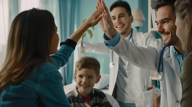 Joyful HighFive Celebration in the Hospital Room