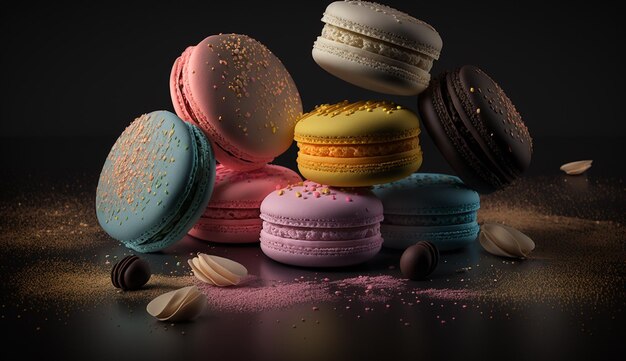 Photo joyful macarons with happy flavors