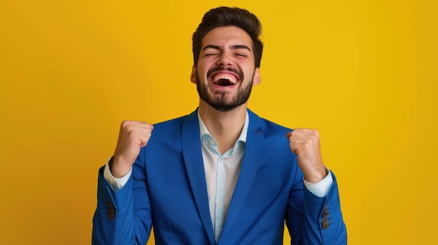 A joyful man celebrating