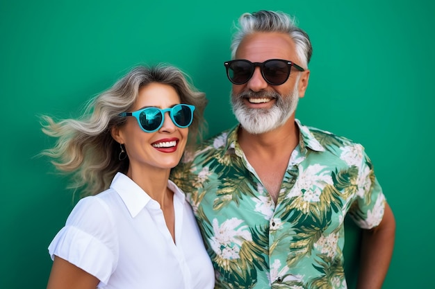 Joyful Mature Couple Wearing Sunglasses and Delighting in the Moment Generative Ai