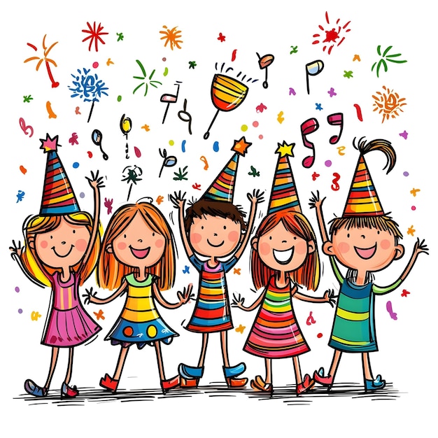 Photo joyful new year s eve party cartoon