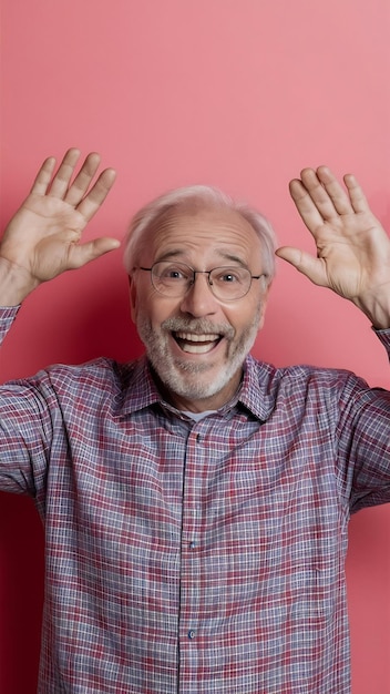 Photo joyful old man having fun