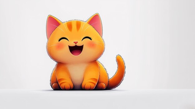 Photo a joyful orange kitten beams with delight in a vibrant minimal setting