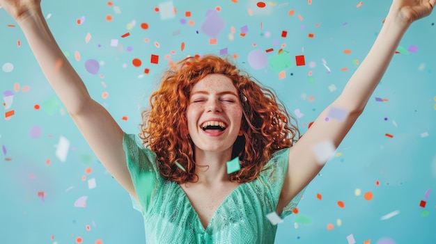 Photo the joyful redhead woman