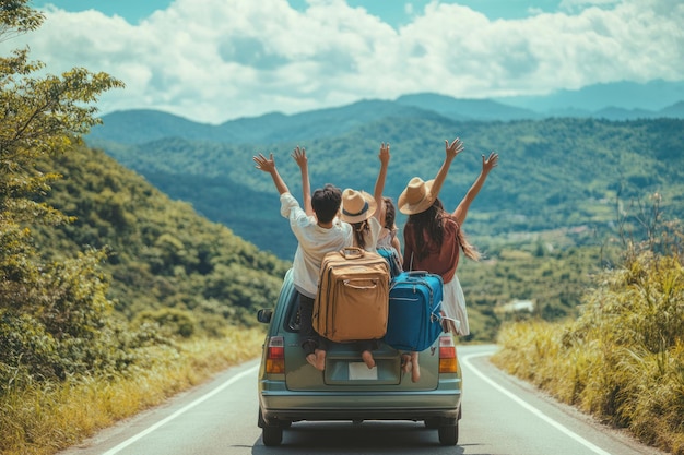 Joyful Road Trip Through Lush Mountains