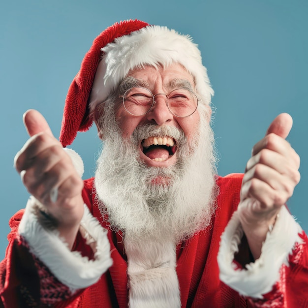 Photo joyful santa claus celebrates christmas with cheerful expressions in a bright setting