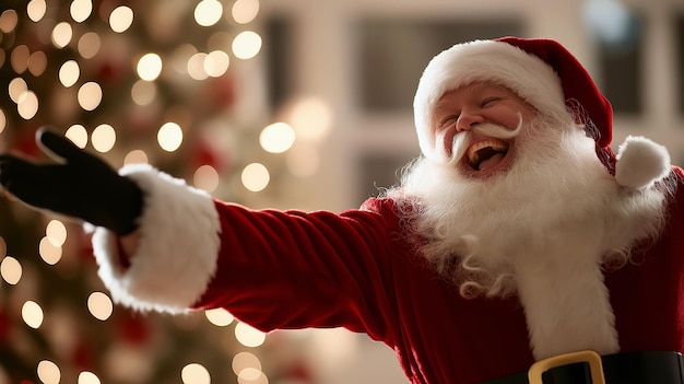 Photo joyful santa claus celebrating christmas