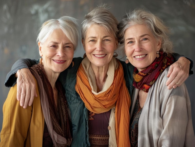 Joyful Senior Women Embracing Friendship and Togetherness