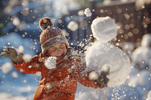 A joyful snowball fight in a winter wonderland oct