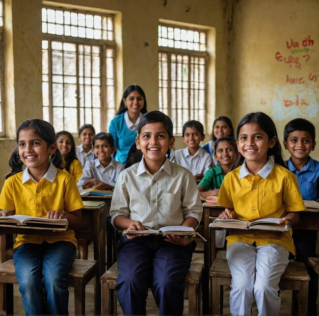 Joyful Students and Teacher Commemorating TeacherS Day