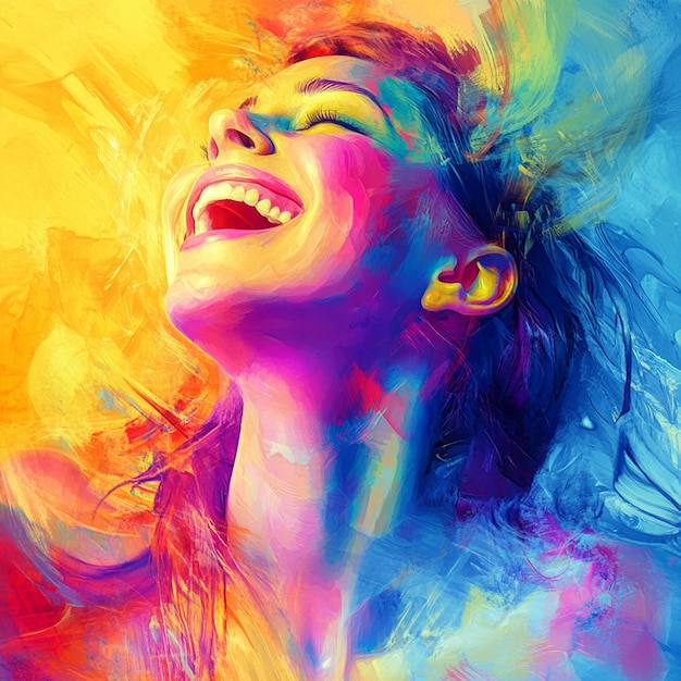 Joyful Transformation Woman Shifting to a Vibrant Happy Mood