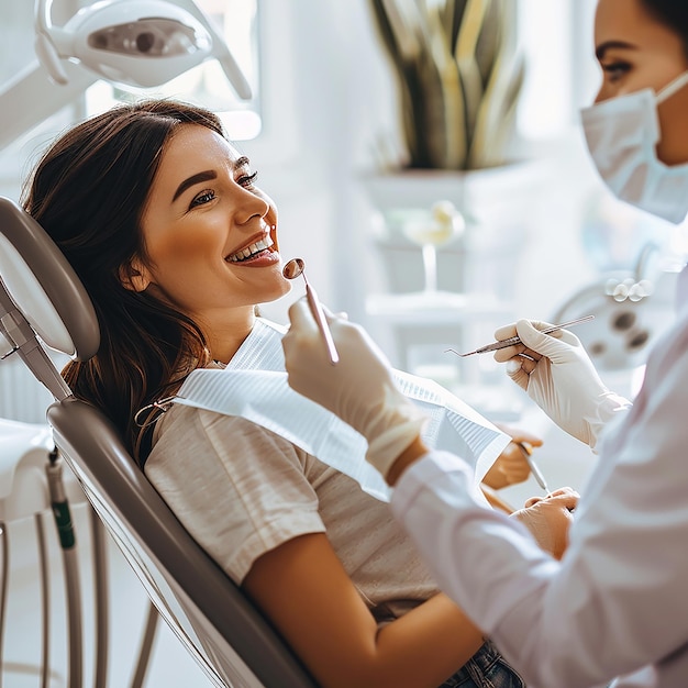 Joyful Woman in Comfortable Dental Care