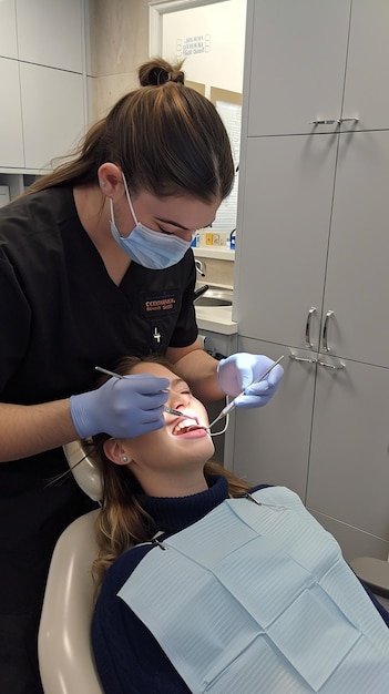 Joyful Woman in Comfortable Dental Care