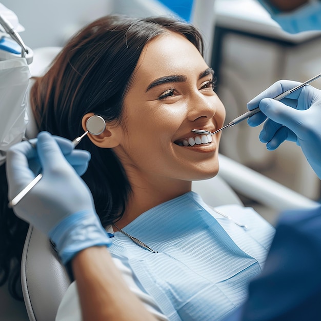 Joyful Woman in Comfortable Dental Care