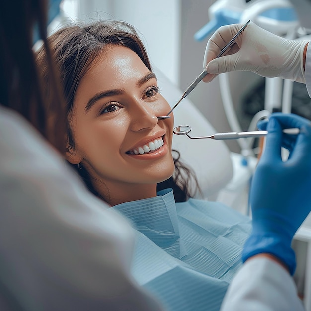 Joyful Woman in Comfortable Dental Care