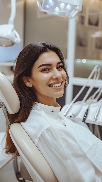 Joyful Woman in Comfortable Dental Care