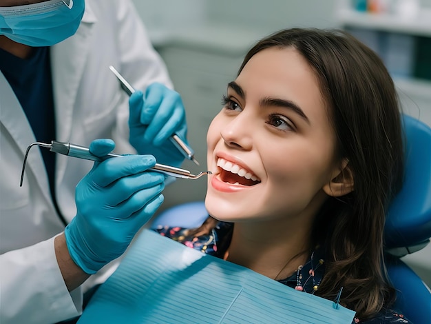 Joyful Woman in Comfortable Dental Care