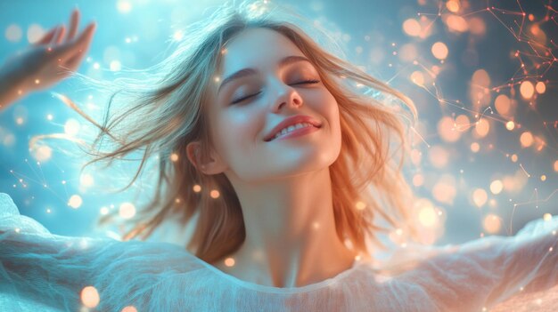 Photo joyful woman in dreamy light