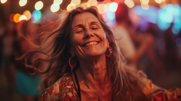 Photo joyful woman at festive event