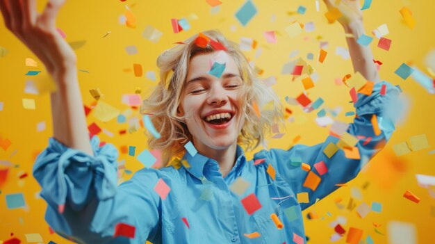 The joyful woman with confetti