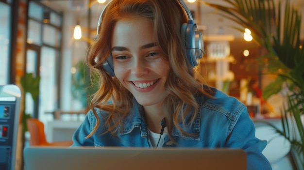 A Joyful Woman with Headphones