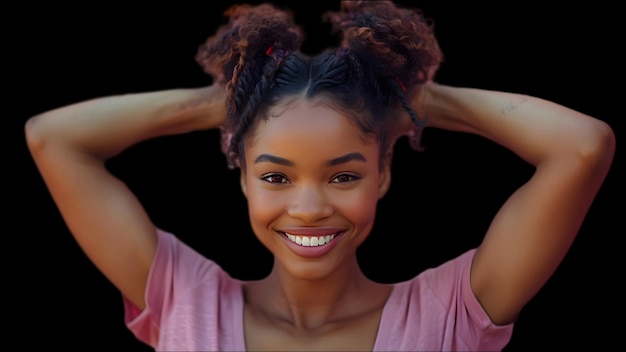 Joyful Woman with Vibrant Pink Hair