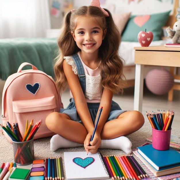 Joyful Young Studying Girl