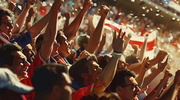 Jubilant Crowd at a Football Match