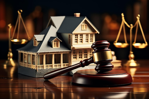 Judge gavel and Property Estate law concept Miniature