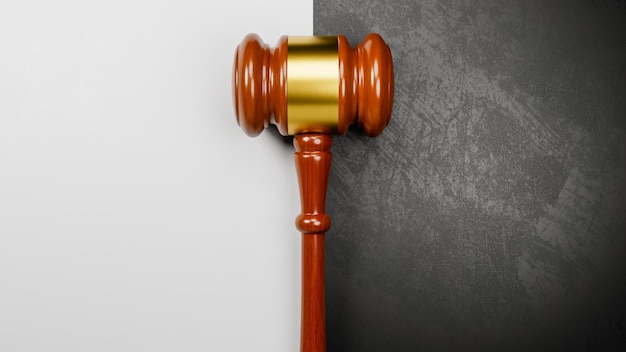 Judge's Gavel Against a Black and White Wall