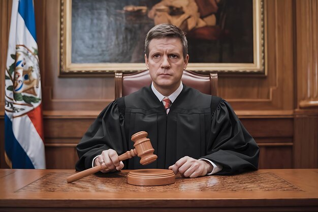 Photo a judge sits in front of a judges court