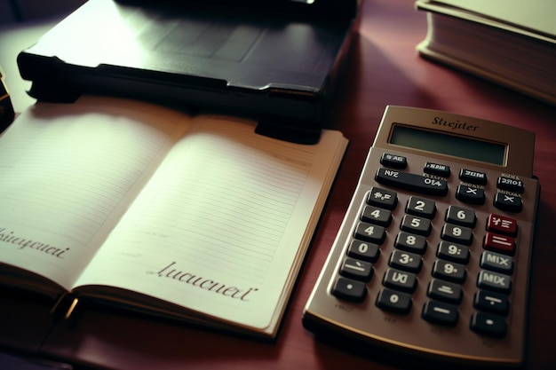 Judgement word written on folder with documents and calculator