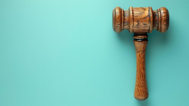 Photo judicial mallet on flat color background