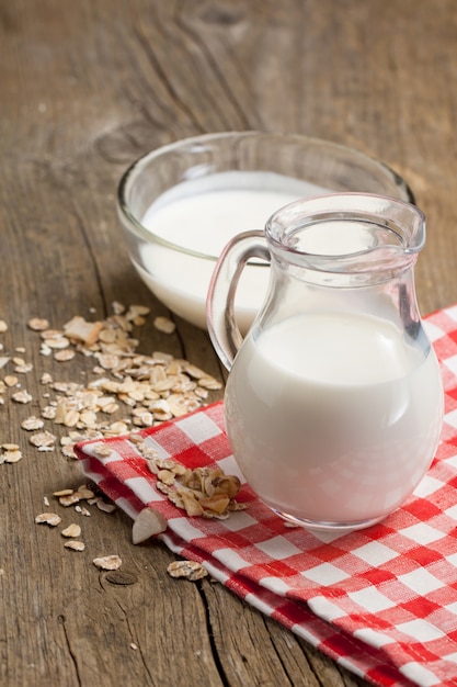 Jug of milk and muesli