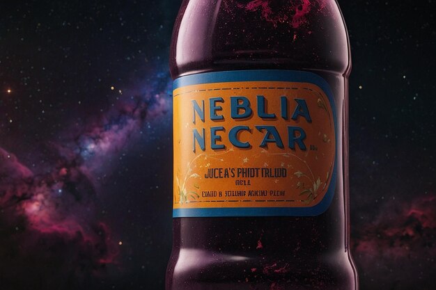 Photo a juice bottle with a label that reads nebula nectar