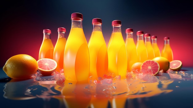 Juice bottles Illustration AI GenerativexA