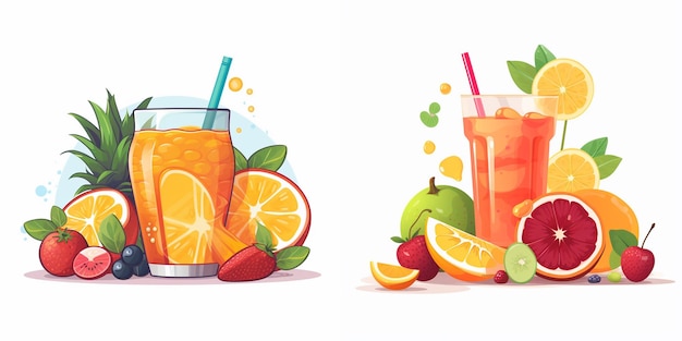 Photo juice drink fruit vector fresh food isolated illustration sweet juicy beverage liquid vi