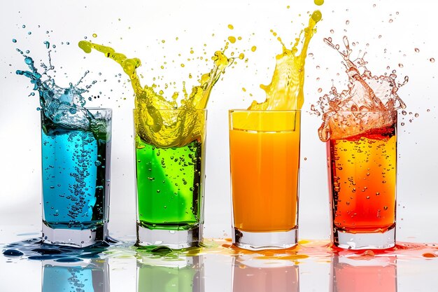 Photo juice glasses with colorful splashes