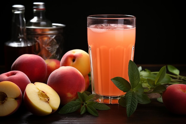 Juice peach fruit peaches drink beverage fresh meal snack on the table copy space food background