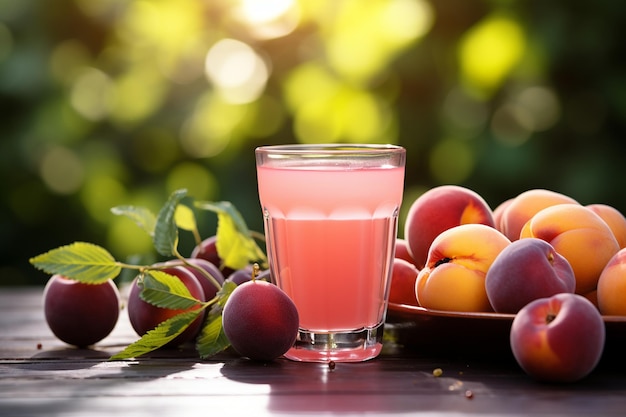 Juice peach fruit peaches drink beverage fresh meal snack on the table copy space food background