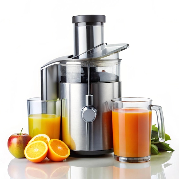 Photo a juicer with oranges and apples on it